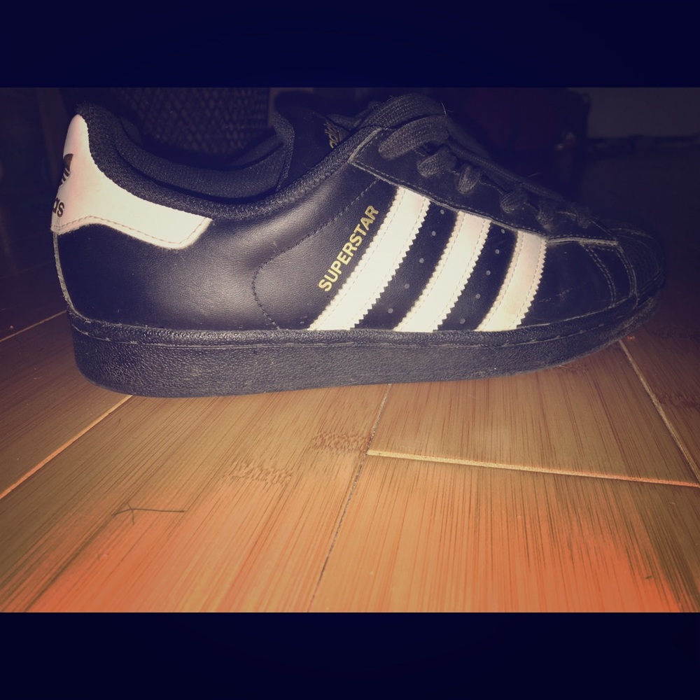 Adidas sup stars black and white